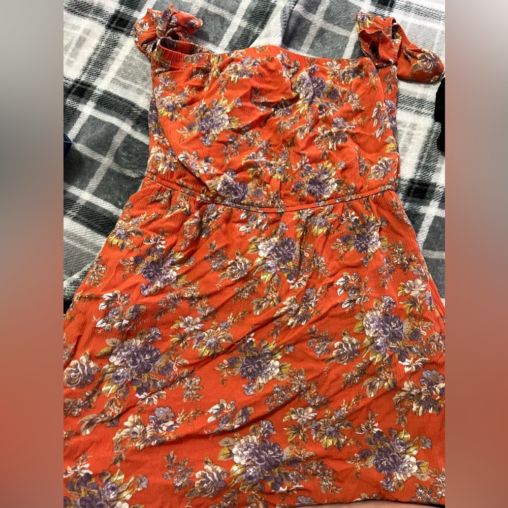 American Eagle Orange and Purple Floral Summer Dress